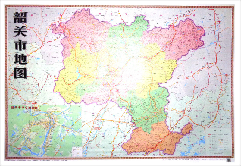 韶关市地图(双面腹膜.157g铜版纸尺寸:157cm110cm)