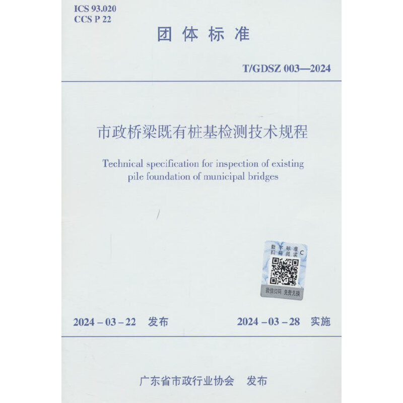 市政桥梁既有桩基检测技术规程 T/GDSZ 003-2024