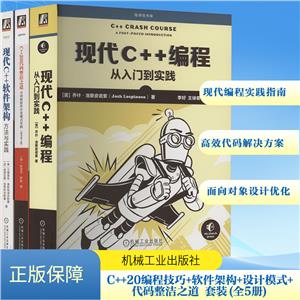 C++20编程技巧+软件架构+设计模式+代码整洁之道(套装共5册)